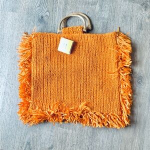 NWT🌼 Roller Rabbit Orange Fringe Tote Bag OS
